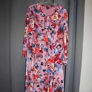 Pink Floral Midi Dress